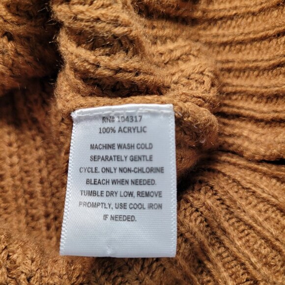 Derek Heart Cropped Cardigan Brown Cable Knit V-Neck Size Small - Picture 7 of 8